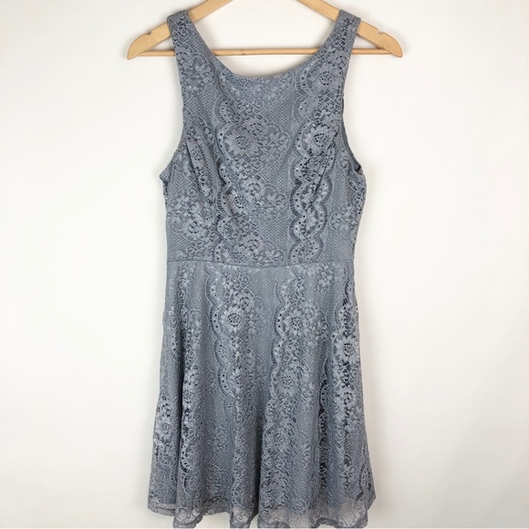 NWT Speechless Sleeveless Blue Silver Lace Skater Dress - Picture 1 of 12